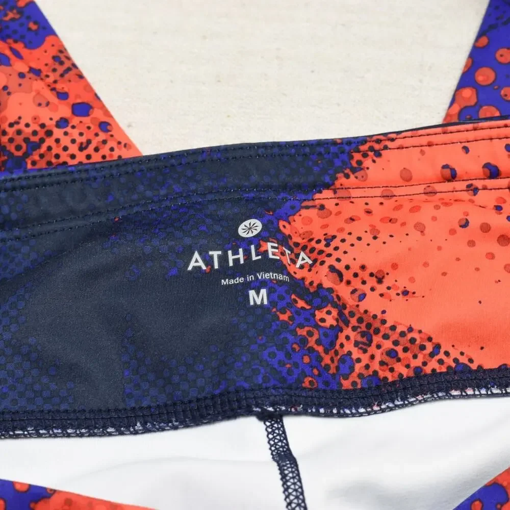 Athleta Women Pull On Capri Legging Geometric Polyester Multicolor Size M Gym